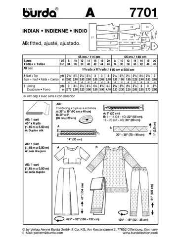 BURDA - 7701 Ladies Sari - Image 3
