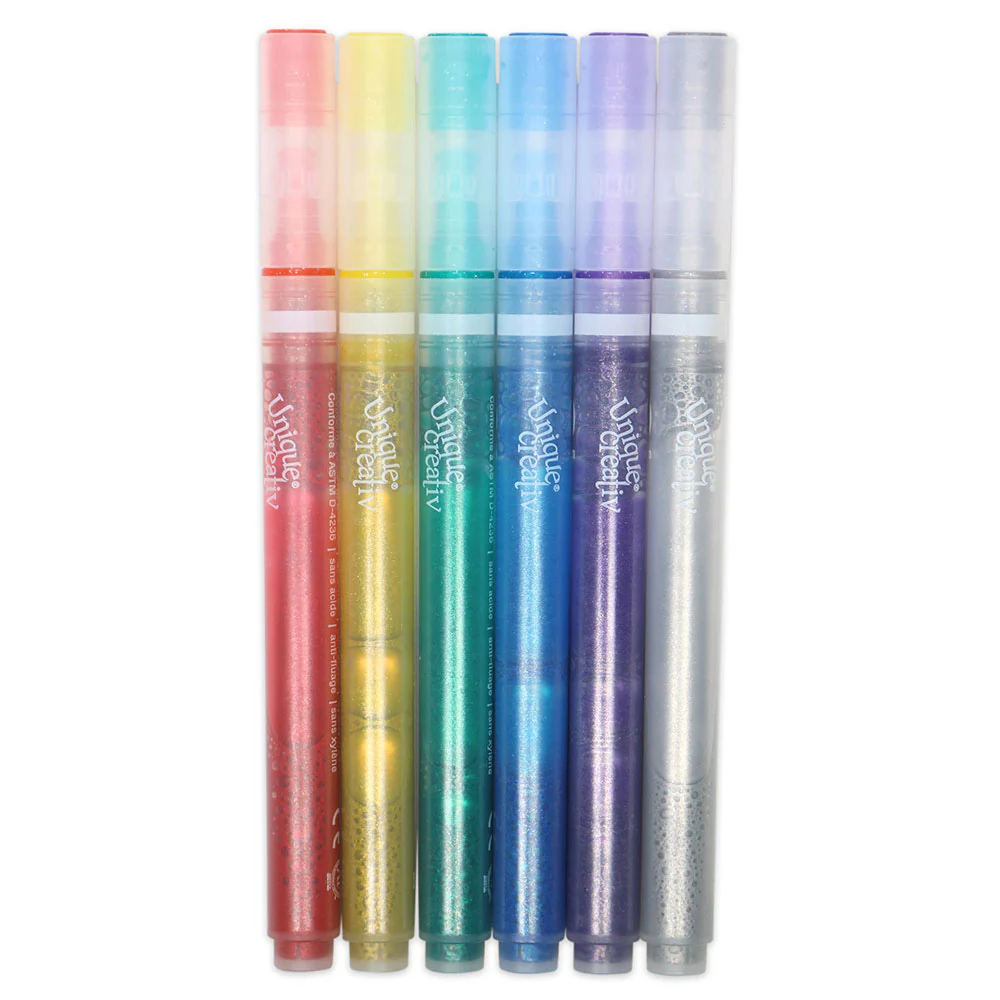 UNIQUE CREATIV Glitter Marker Set - 6 colours - Image 4